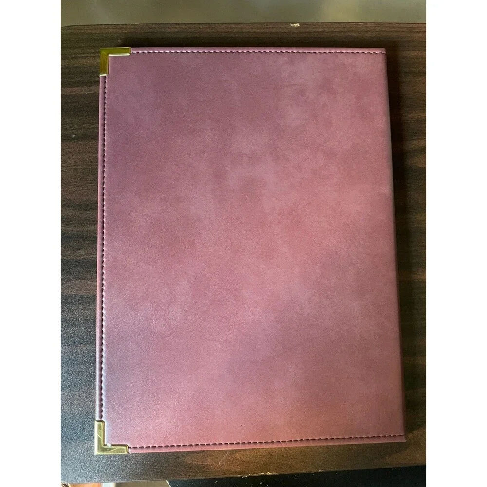 Vintage 80s Cambridge Burgundy Executive Padfolio Brass Corners Portfolio Folder